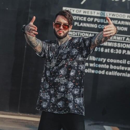 Funny Anime Print Plus size Men T Shirt Hip-Hop Cotton O-neck Summer cartoon Male clothes Causal XS-5XL Fashion Loose Tees Top