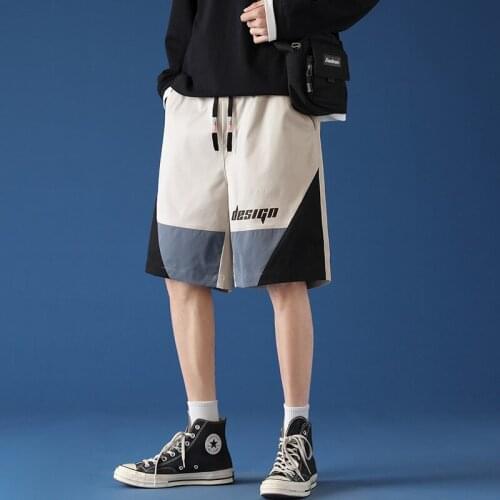 Plus Size Fashion Men M-5XL Sports Shorts Patcwhork Color Straight Drawstring Shorts Pants 2021 Summer Casual Fitness Gym Shorts