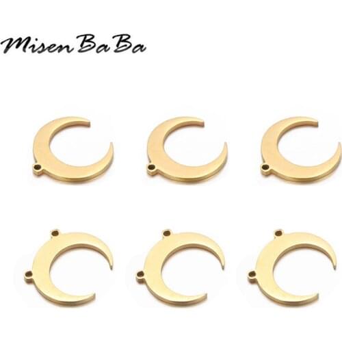 10PCS/lot New Stainless Steel Moon Charms Pendant For Necklaces Jewelry Making Handmade Pendant Accessories