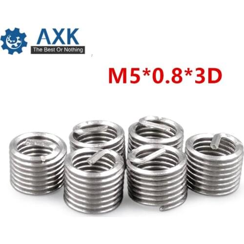 100pcs M5*0.8*3D Wire Thread Insert Stainless Steel 304 Wire Screw Sleeve, M5 Screw Bushing Helicoil Wire Thread Repair Inserts