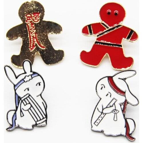 2PCS/LOT The Untamed Pin Wei Wuxian Lan Wangji Cartoon Brooches For Clothes Backpack Decoration Fans gift