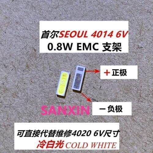 20PCS /Lot SEOUL SMD LED 4014 6V 1W Cool White Replace 4020 For TV Backlight