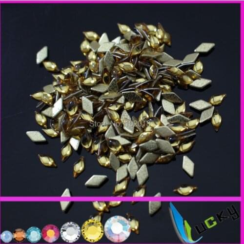 4320pcs 3*6mm diamond shape hotfix epoxy pearl golden back