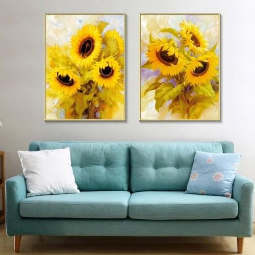 Abstract Oil Painting On Canvas Prints Watercolor Sunflowers Poster Wall Pictures for Living Room Wall Art Home Decor Cuadros