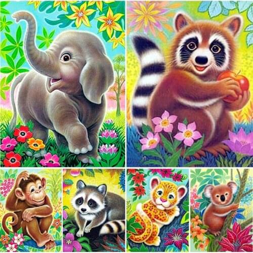 5D DIY Diamond Painting Cartoon Animals Cross Stitch Kit Full Drill Square Embroidery Mosaic Art Picture of Rhinestones Decor