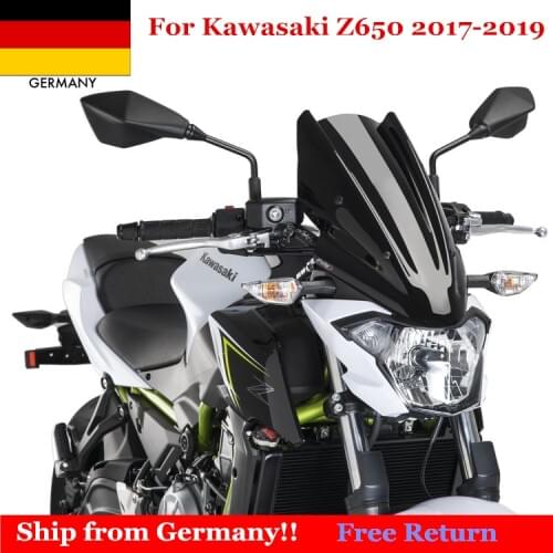 Motorcycle Windscreen Windshield Deflector Visor Parabrisa with Bracket for Kawasaki Z650 Z-650 2017 2018 2019 Double Bubble New