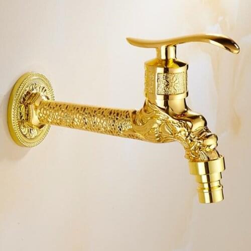 European style golden faucet Roller automatic washing machine Pure copper Ceramic chip Single cold tap