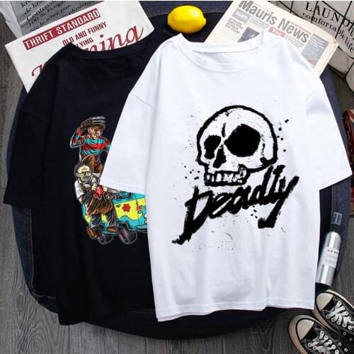 Satan Harajuku T Shirt Men Satanist Devil Skull Horror Graphic T-shirt Satanism Funny Cartoon Tshirt Hip Hop Top Tees Male