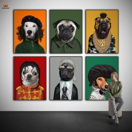 Humorous Dog Fashion Look Celebrity Imitation,Canvas Painting Wall Art Posters Prints Picture Living Room Home Decoration Modern