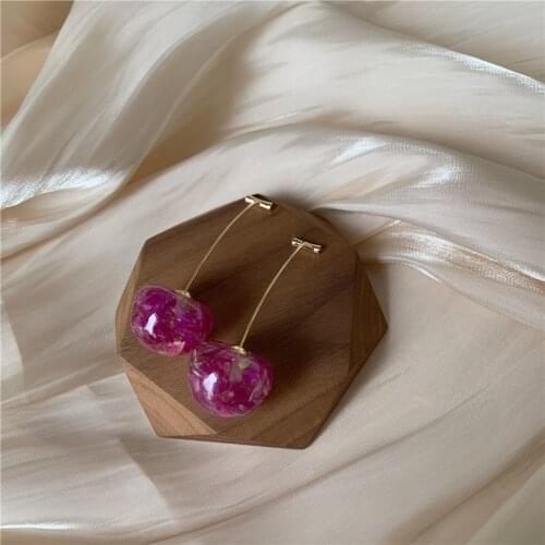 Exquisite and Clear Cherry Drop Earrings For Woman Crystal Ear Drops Korean Fashion Jewelry Party Luxury Accessories Girls Gift