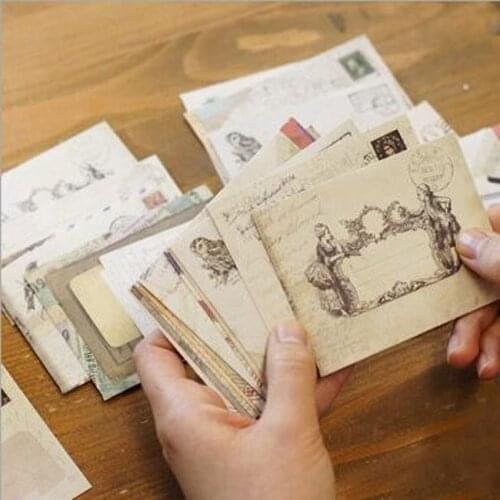 12pcs Mini Paper Ancient Envelope Vintage Home Office Stationery Craft Gift Window Envelopes Wedding Invitation Gift Stationery