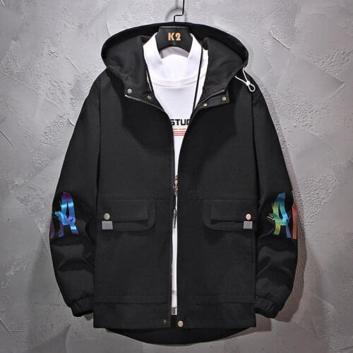 2021 Cool Mens Autumn Hooded Jackets Streetwear Casual Windbreaker Spring Male HipHop Youth Korea Coat 3XL Clothes Dropshipping