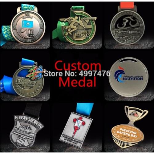 Custom medal gold silver bronze personalized Antique honor runner sport medals,City Game Competition club award medal ribbon
