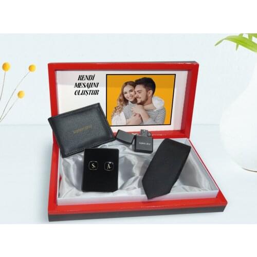 Sweetheart Custom Photo and Mail In The Box Wallet lighter Tie And Cufflink gift set