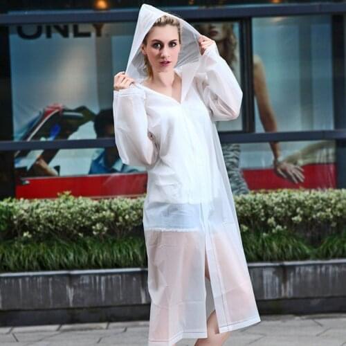 Fashion Women EVA Transparent Raincoat Poncho Portable Light Raincoat NOT Disposable Rain Coat For Adult