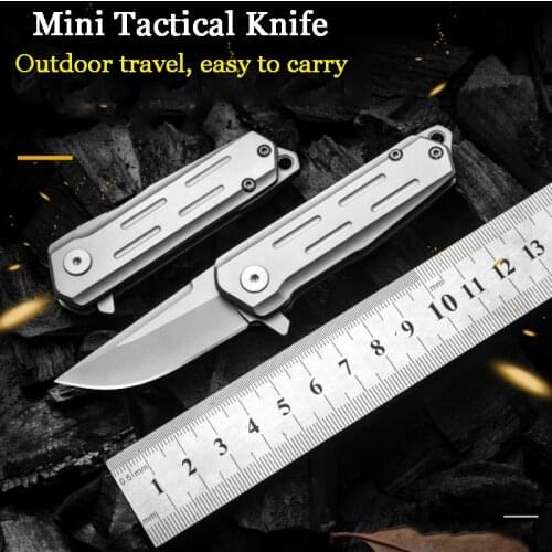 1PCS D2 Steel Pocket Knife Self Defence Mini Folding Knife Keychain Portable Outdoor High Hardness Sharp Fruit Knifes