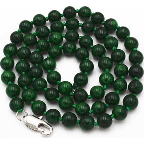 Charming 6mm Myanmar Dry Green Emerald Round Gemstone Beads Necklace 18
