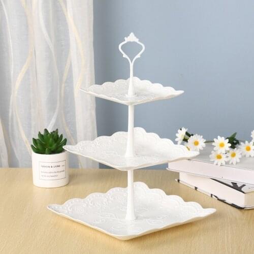 European-style Cake Stand Afternoon Tea Fruit Tray Wedding Plastic Plates Party Tableware Bakeware Cake Shop 3 Layers Cake Rack