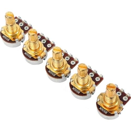 5Pcs B500k Potentiometer Splined Pot Electric Guitar Bass Effect Amp Tone Volume Parts