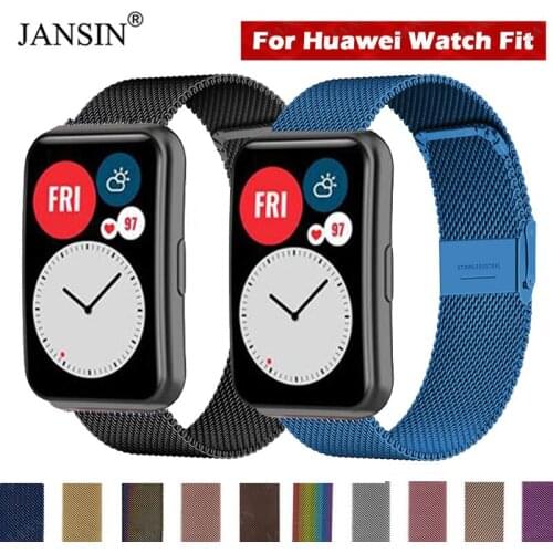 Milanese Loop Band For Huawei Watch Fit Strap Stainless Steel Magnetic Buckle Watchband Bracelet For Huawei Watch fit Strap 2020