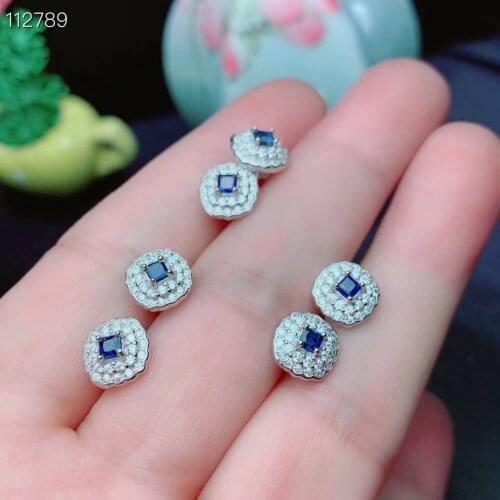 The Best engagement Gift Sapphire Earring Natural And Real 925 sterling silver Sapphire Earring