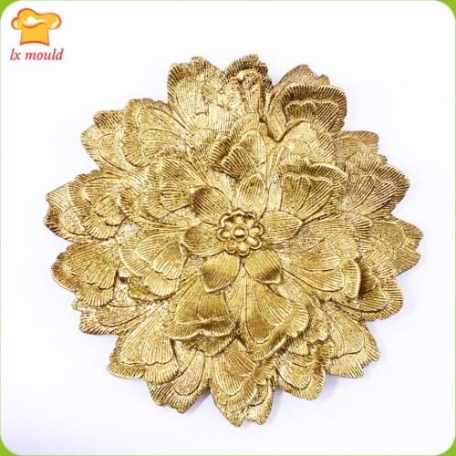 3D Large Palace Flower Silicone Mould European and American Leaves Aromatherapy Candle Soap Moulds Fondant Baking Molds