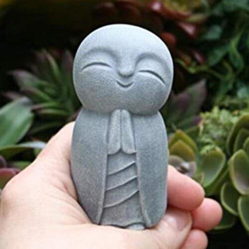 Statue Decorative Durable Resin Grey Little Jizo Buddha Sculpture Art Decoration Vivid 3d Resin Statue Ornament for Outdoor