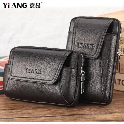 Genuine Leather Men Casual Belt Waist Hip Bag For Mobile Phone Pouch Designer Waist Fanny Pack For Men Bum Bag Men Small travel