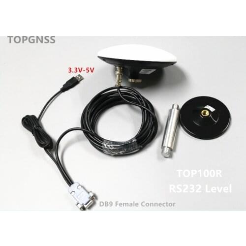TOP100R RS232 level 5V power supply high-precision RTK receiver built-in antenna + module DB9 female connector, cable 5 meter