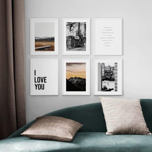 Mountain Vintage Poster Bicycle Door House Quote Wall Art Canvas Painting Posters And Prints Wall Pictures For Living Room Decor