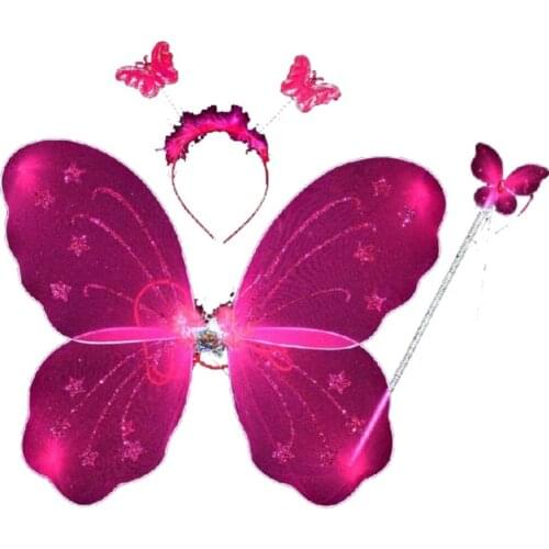 WEIXINBUY Lovely 3Pcs Set Costume Wand Wing Xmas Headband Fairy Butterfly Kids Girl