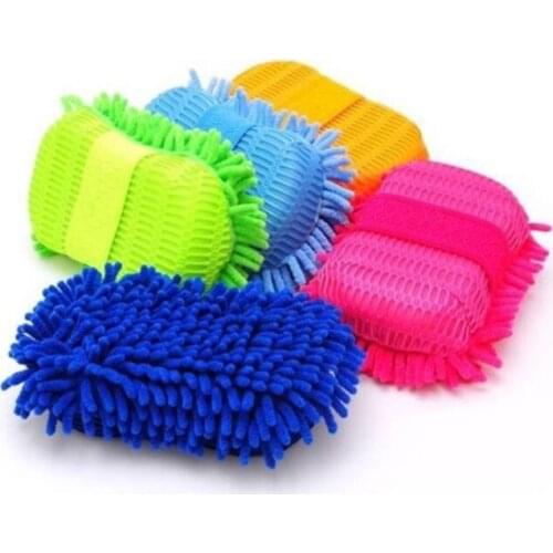 1PC Microfiber Car Windows Cleaning Sponge Towel Cloth, Auto Car Washer Tool Washing Gloves, Wipeing Brush Cleaner Tools