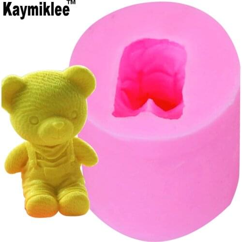 Kaymiklee S083 1PCS Bear Boy Shaped Silicone Soap Mold Cake Decoration Fondant Mold Food Grade Silicone Mould 4.8*4.8*5.5cm