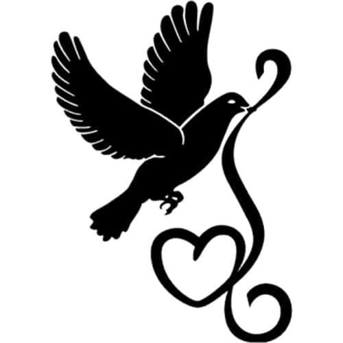 10.1cm*14.3cm Dove Bird Love Heart Fashion Car Sticker Decor Vinyl Decal Black/Silver S3-7007