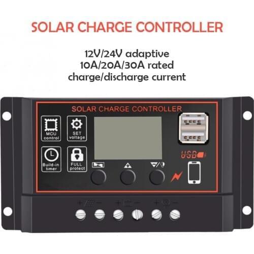 12V24V 10A/20A/30A Simple Solar Controller Light Time Control Solar Charge and Discharge Controller with USB