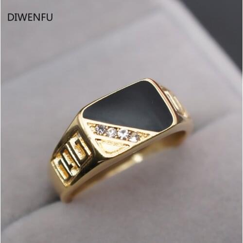 14K Yellow Gold Diamond Black Rings for Men Lady Anillos Bizuteria Fine Hiphop Fashion Jewelry Zircon Ring Bague Bijoux Femme