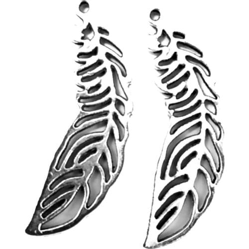 20pcs Hollow Leaf charms pendant 38x10mm antique silver ornament accessories jewelry making DIY base material