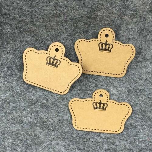 200 pcs 5x4cm Blank crown Shape kraft Paper luggage Tag for Wedding Party note Label products gift tag Cards