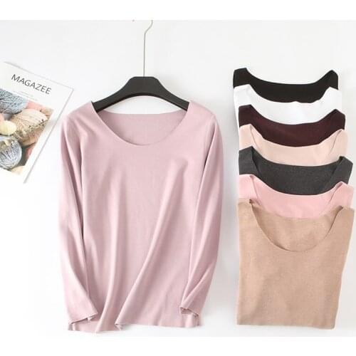 2018 Women Autumn T Shirt Tees Long Sleeve Warm Thick Velvet T-Shirts Female Bottoming Shirt Tops Underwear Plus Size 2XL AB1112