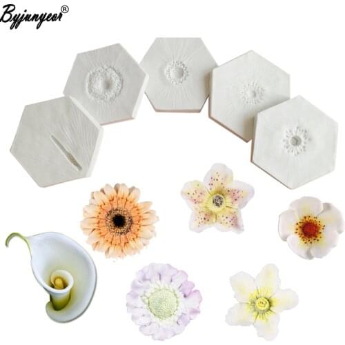 2020 NEW Flower Heart Silicone Mold of Calla Lily,Anemone, Daisy, Wild Rose for Gumpaste,Water Paper Cake Decorating Tools cs366