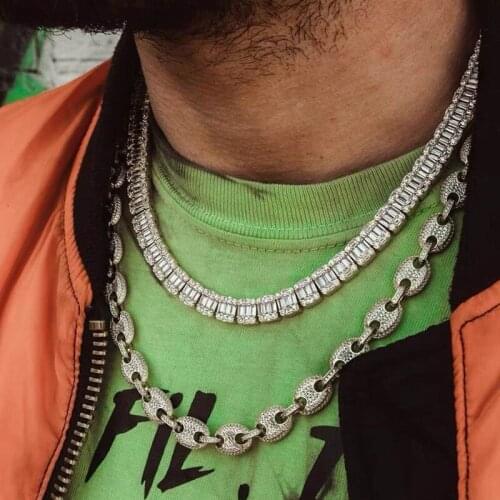 2021 Fashion New Hip Hop Rock Punk Men Boy Choker Chain Iced Out Bling Micro Pave White Pink CZ Snouts Beaded Choker Necklace