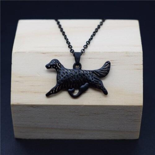 4 Colors New English Setter Charm Necklace Trendy Metal Dog Jewellery English Setter Pendant Necklace Women