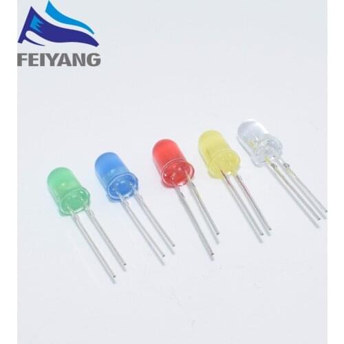 500pcs/lot 5 Colors F5 5MM Round Yellow White Red Green Blue Each 100pcs Diffused Round DIP Diode LED Lamp Light