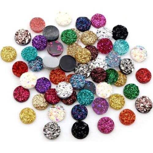 6mm 40pcs/Lot New Fashion Mix AB Colors Natural ore Style Flat back Resin Cabochons For Bracelet Earrings accessories-V2-15