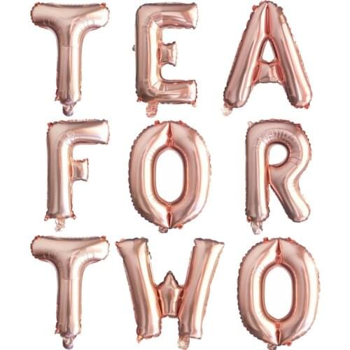 9pcs/Lot Tea For Two Rose Gold Party Balloon Letter Balloons Birthday Decoration Gold Silver Letters Party Globos Supplies