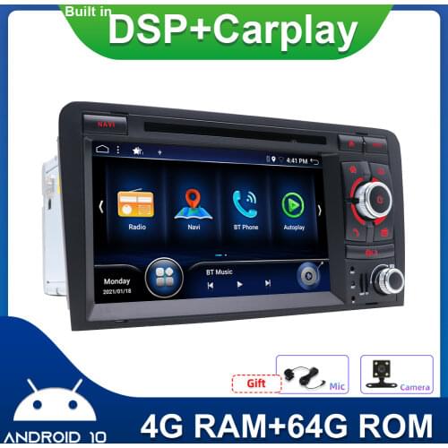 2 Din Android 10.0 Car Radio Stereo Receiver For Audi A3 Built in Carplay DSP RDS SWC BT GPS NAVI 4G+64G Car Intelligent system