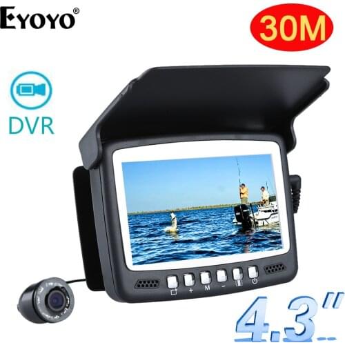 Eyoyo Original 30M 4.3" Underwater 1000TVL Ice Fishing Video Camera Fish Finder Video Recording DVR 8 Infrared IR LED Sunvisor