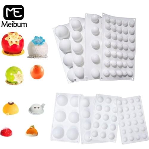 Meibum 12 Types Silicone Baking Mold Hemisphere Mousse Cake Decorating Tools Spherical Dessert Pastry Baking Supplies Muffin Pan