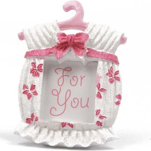 Photo Frame Pink Blue Resin Baby Romper Suit Clothes Hanger Picture Frames Kids Birthday Favor Party Decoration Gift LX4610