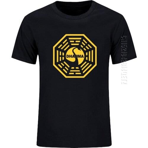 American TV Series LOST Dharma Initiative Men T Shirts Fitness Crew Neck Cotton Oversized T-Shirt For Adult